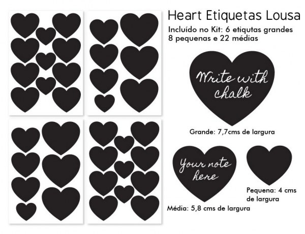 Kit Etiqueta Lousa Heart