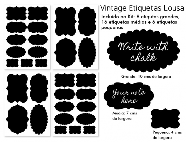 Kit Etiqueta Lousa Vintage