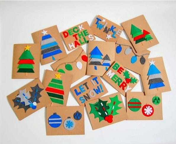 Modelos de cartões com feltro para o Natal - Faça você mesmo